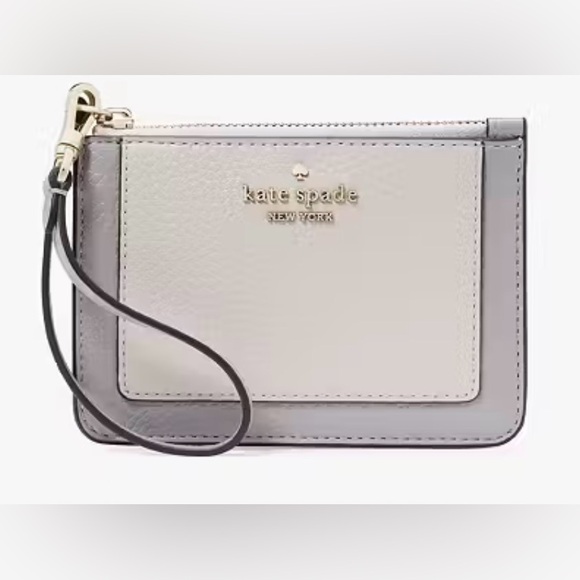 kate spade Handbags - •KATE SPADE•NWT MOUNTAIN GRAY & WHITE COLORBLOCK LENA SMALL CARD HOLDER WRISTLET